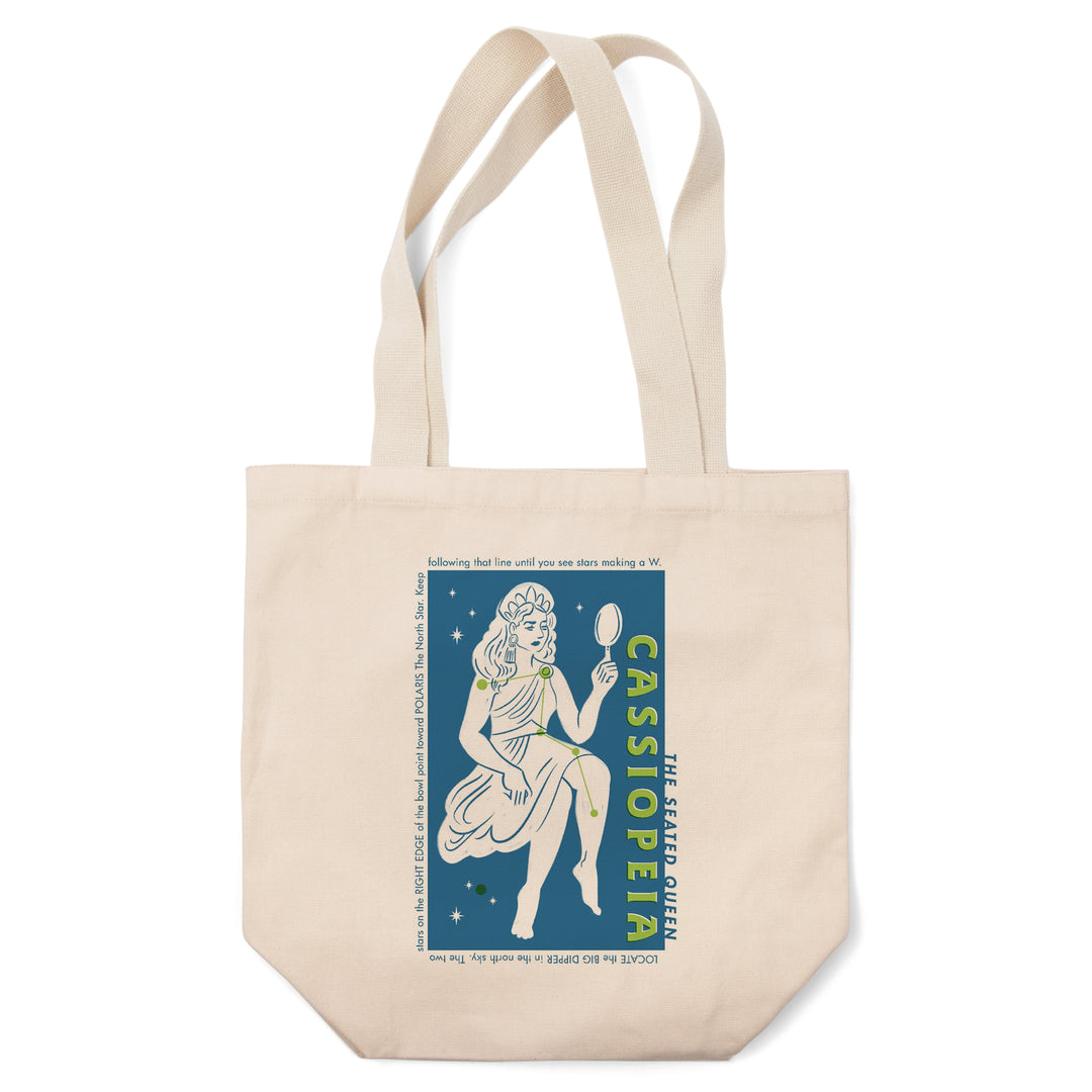 Drawings in the Stars Collection, Cassiopeia, The Seated Queen Constellation, Tote Bag