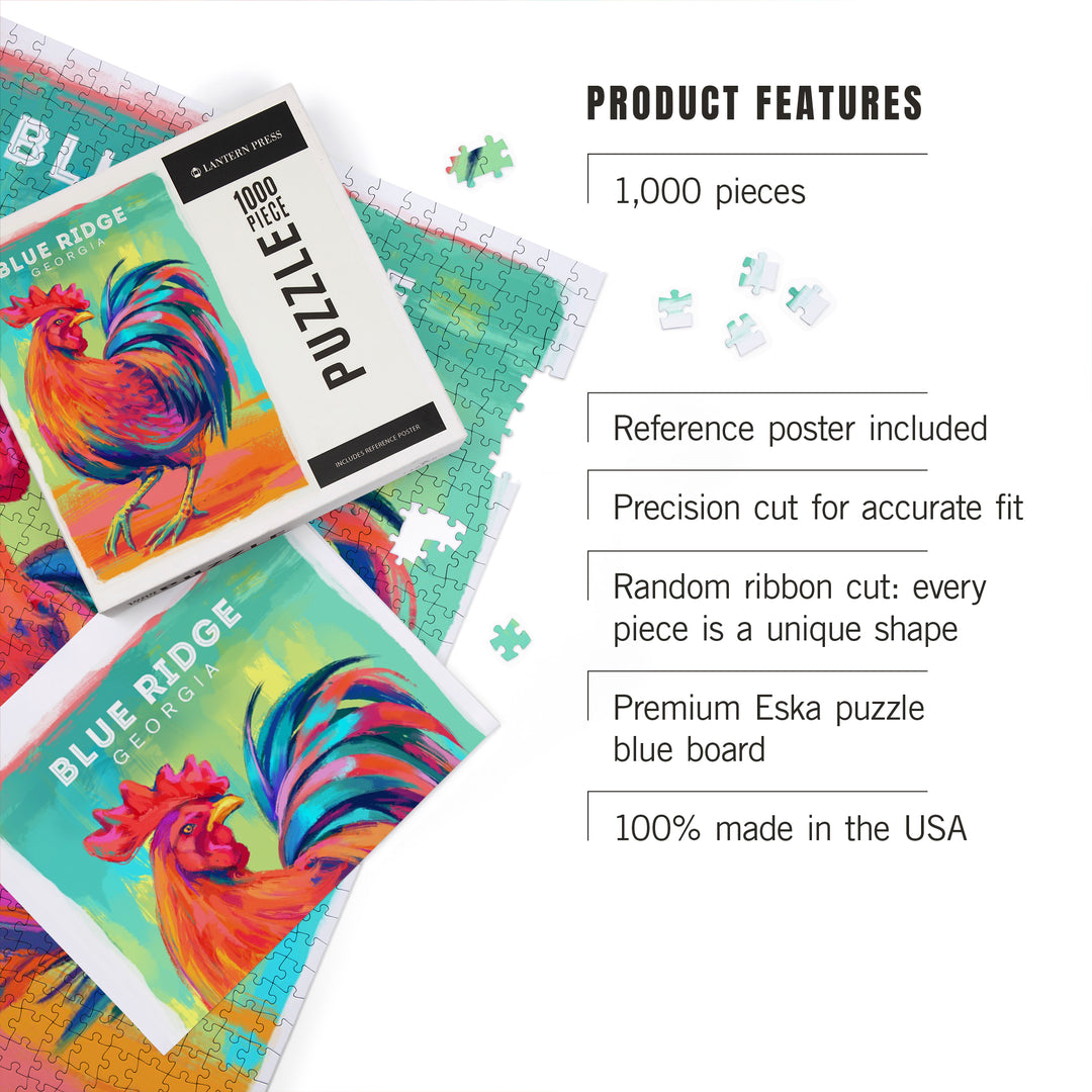 Blue Ridge, Georgia, Rooster, Vivid, 1000 Piece Jigsaw Puzzle