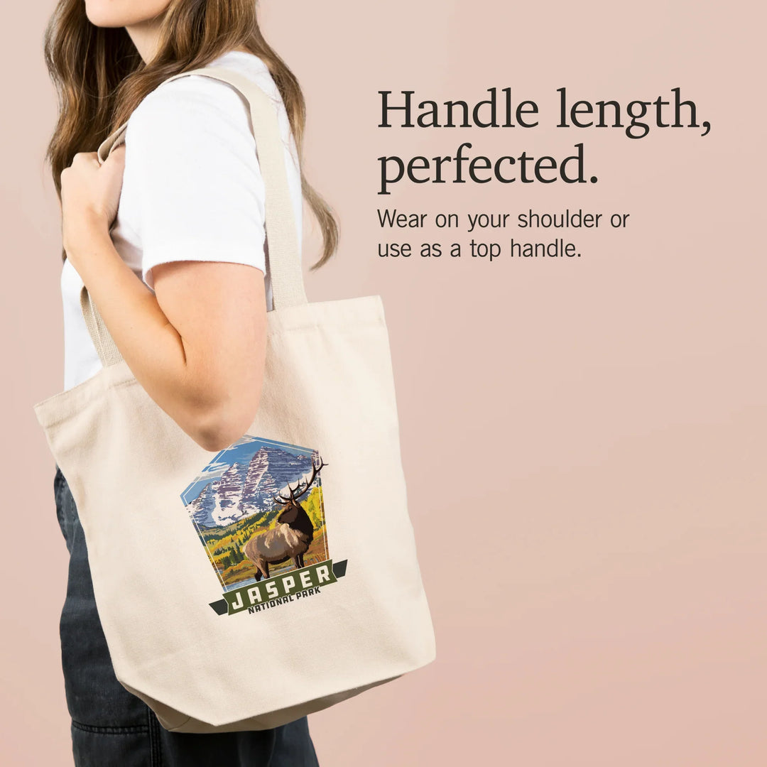 Jasper National Park, Canada, Elk and Mountain,, Tote Bag