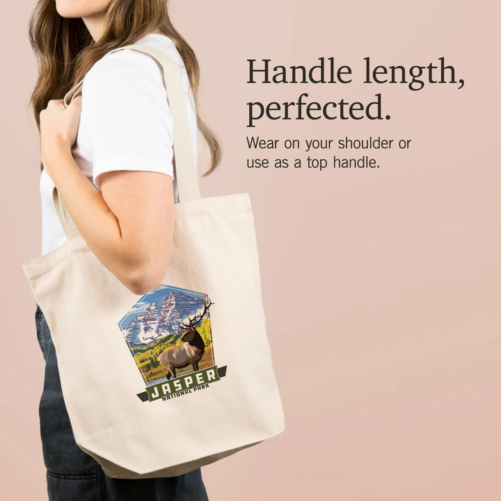 Jasper National Park, Canada, Elk and Mountain,, Tote Bag