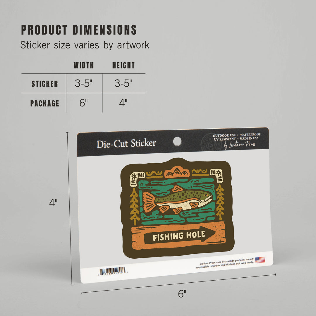 Boho Colorblock, Trout Fishing, Vinyl Sticker