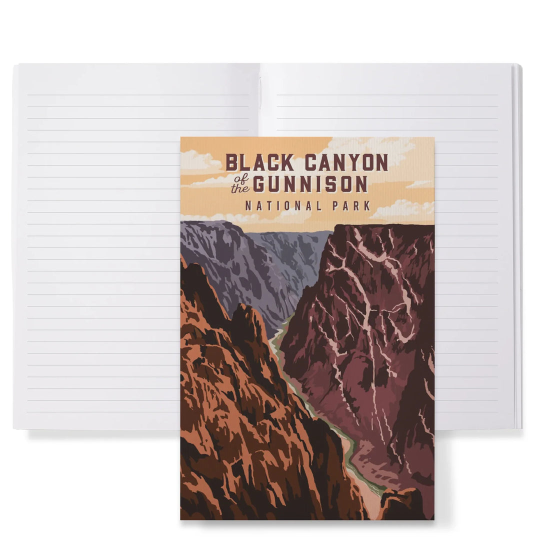 Lined 6x9 Journal, Black Canyon of the Gunnison National Park, Colorado, Painterly National Park Series, Lay Flat, 193 Pages, FSC paper