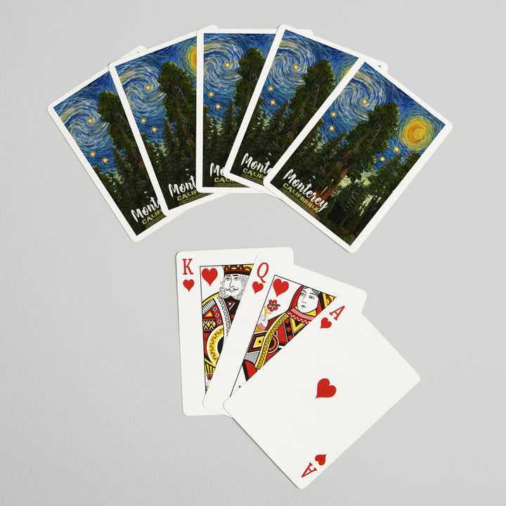 Playing Cards, Monterey, California, Starry Night National Park Series, 52 Card Deck with Jokers in Box, Unique Art