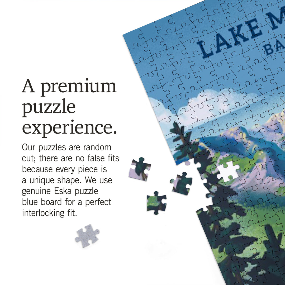 Banff, Canada, Lake Minnewanka, Lithograph, 1000 Piece Jigsaw Puzzle