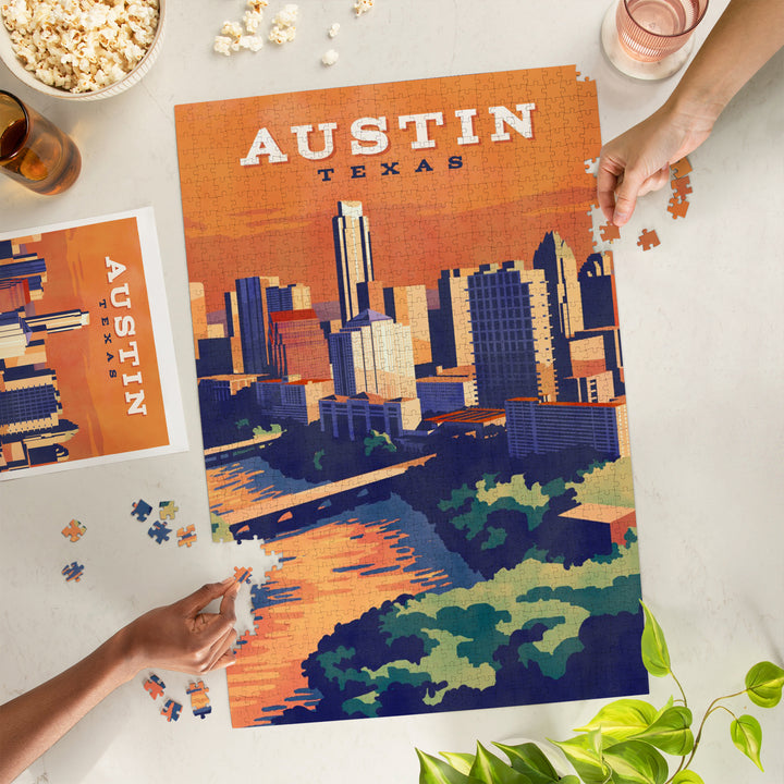 Austin, Texas, Painterly, City Series, 1000 Piece Jigsaw Puzzle