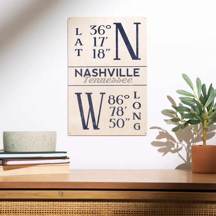 Nashville, Tennessee, Latitude and Longitude, Wood Sign and Postcards