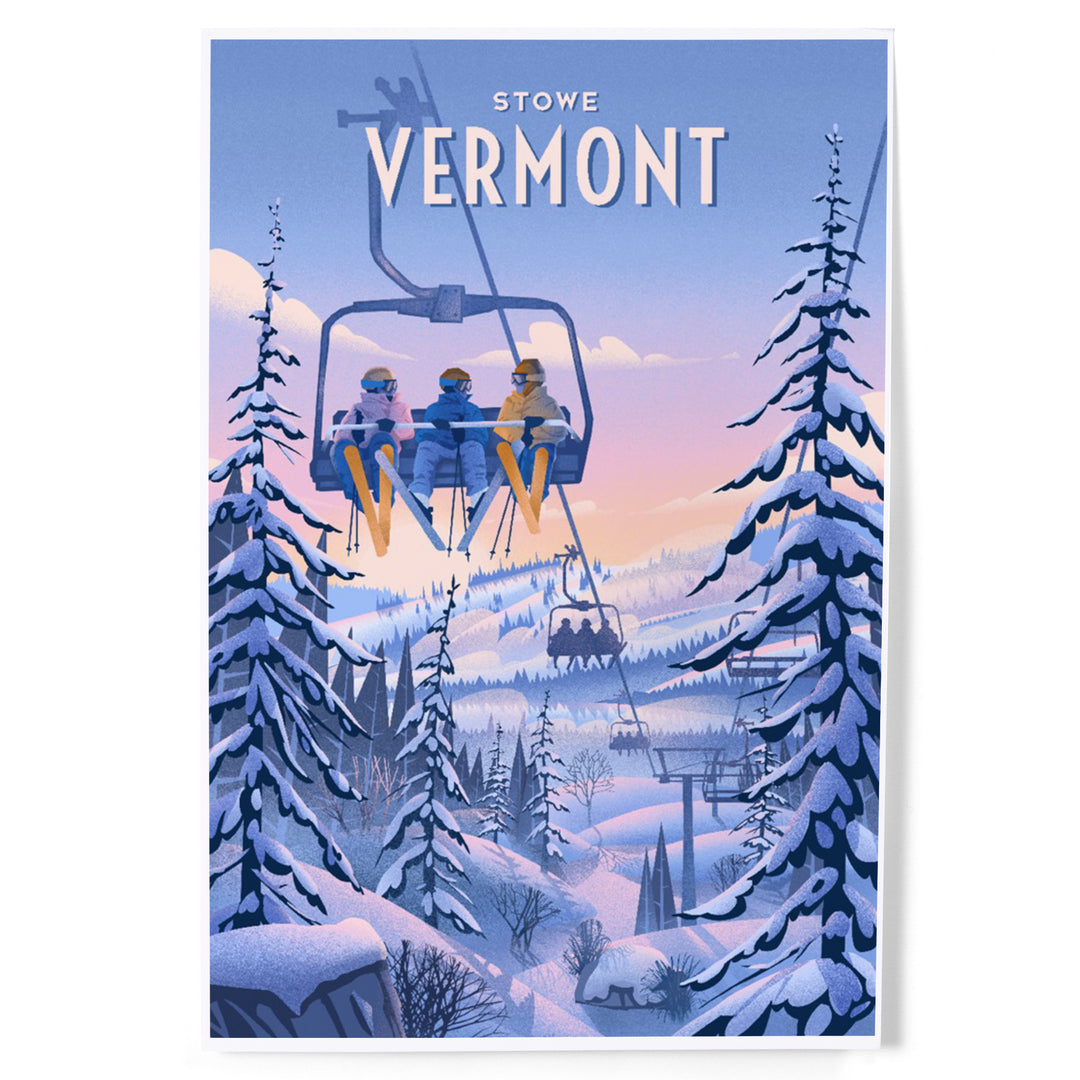 Stowe, Vermont, Chill on the Uphill, Ski Lift, Art & Giclee Prints