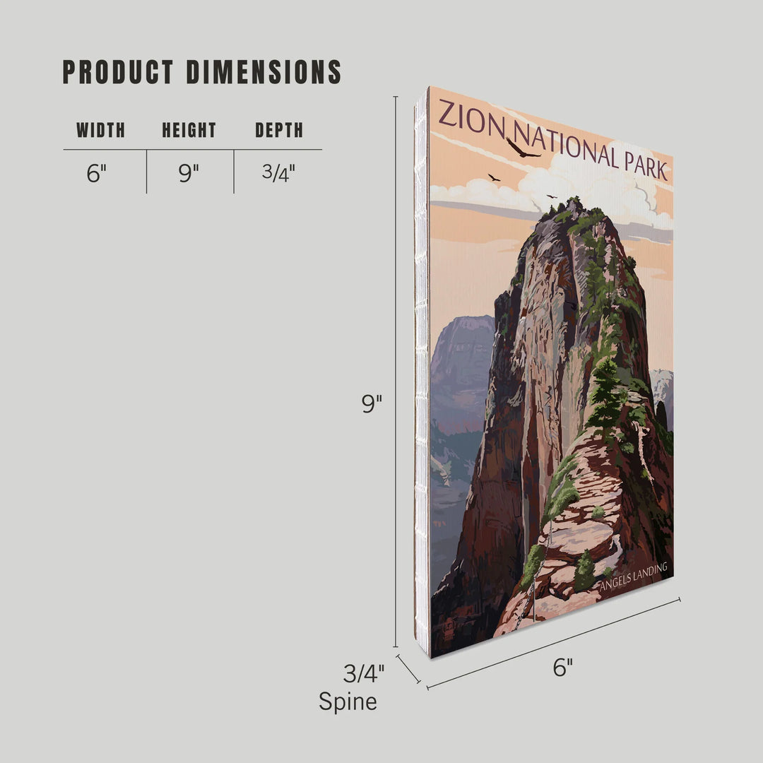 Lined 6x9 Journal, Zion National Park, Utah, Angels Landing and Condors, Lay Flat, 193 Pages, FSC paper