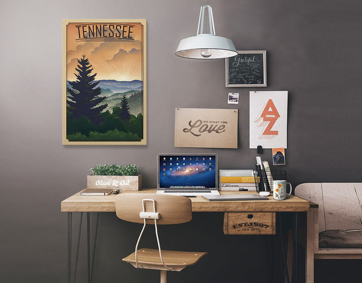 Tennessee, Mountain, Lithograph, Stretched Canvas