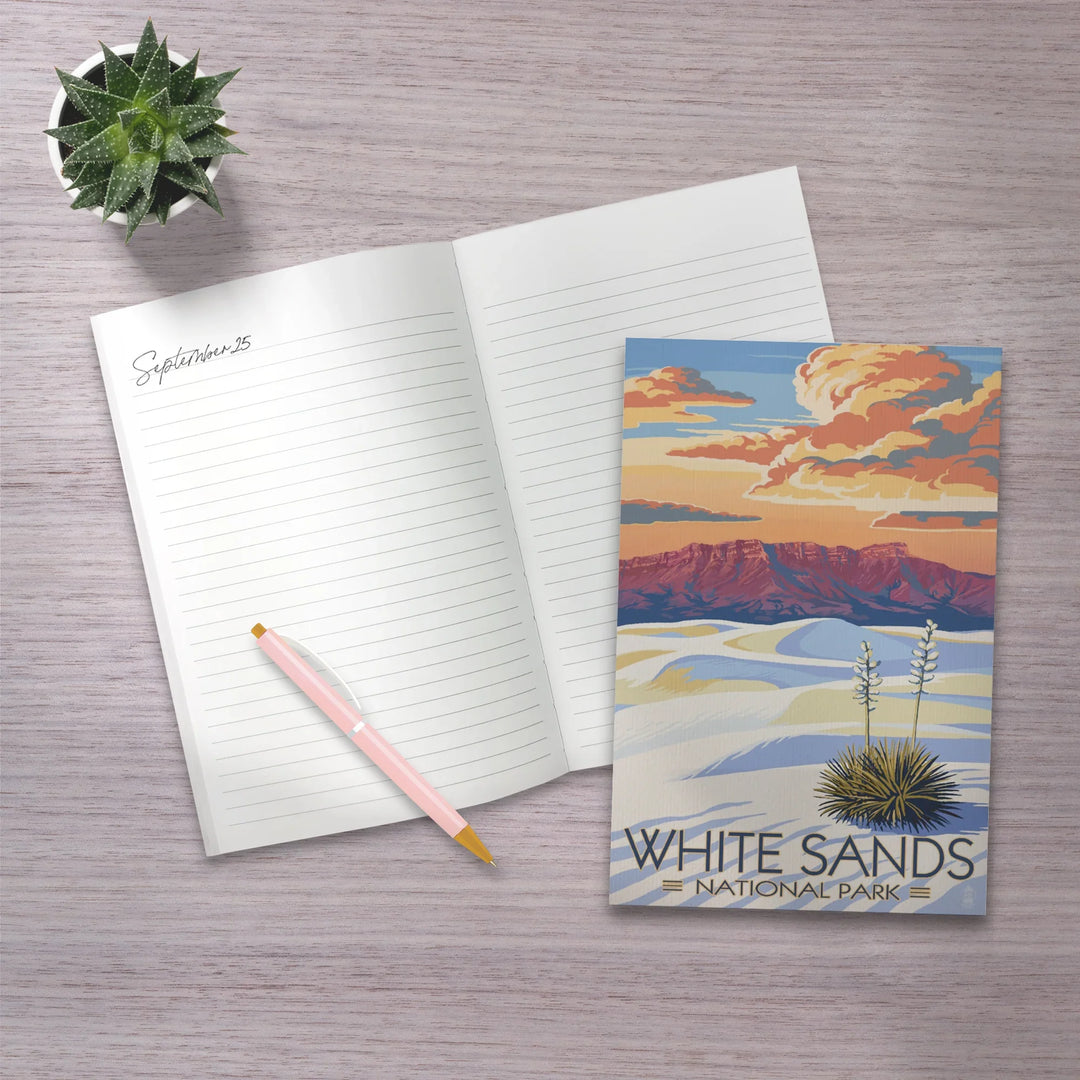 Lined 6x9 Journal, White Sands National Park, New Mexico, Sunset Scene, Lay Flat, 193 Pages, FSC paper