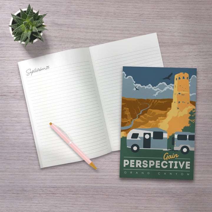 Lined 6x9 Journal, Grand Canyon National Park, Arizona, Gain Perspective, Vector Style, Lay Flat, 193 Pages, FSC paper