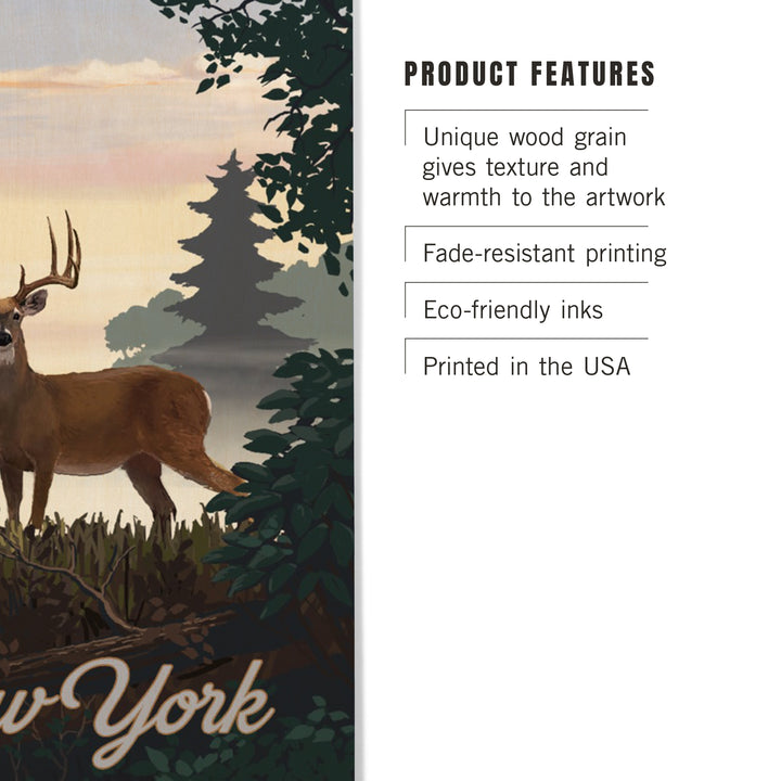 New York, Painterly, Deer and Sunrise, Wood Sign and Postcards