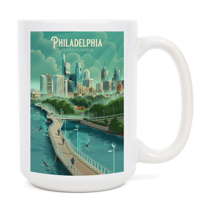 Philadelphia, Pennsylvania, Lithograph, City Series, Ceramic Mug