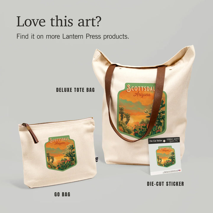 Scottsdale, Arizona, Oil Painting, National Park Series, Organic Cotton Zipper Pouch, Go Bag