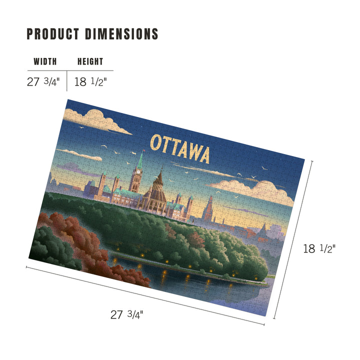 Ottawa, Ontario, Lithograph, Capitol Building, Jigsaw Puzzle