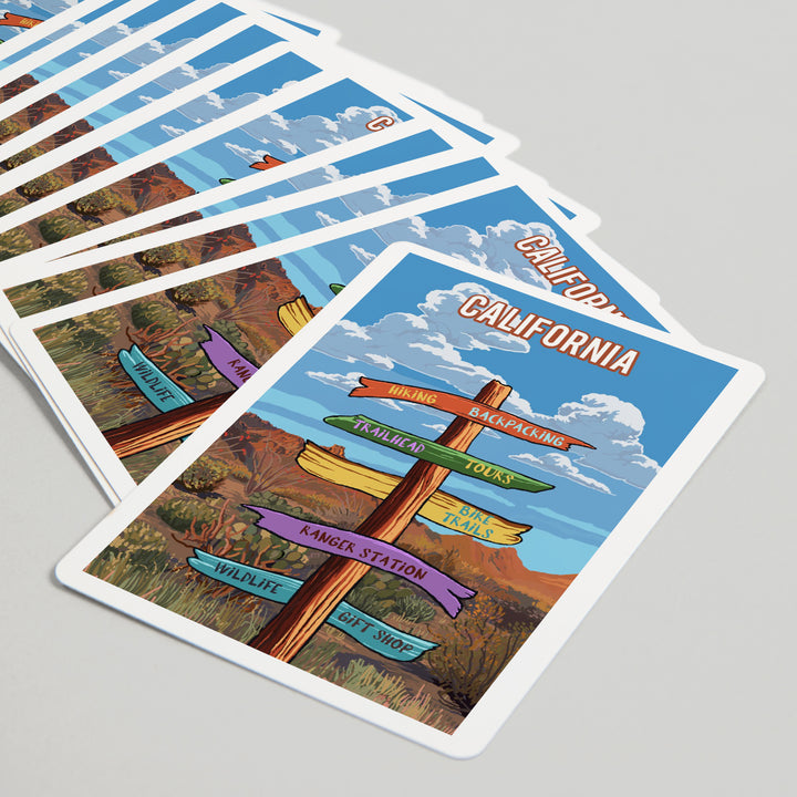 Playing Cards, California, Signpost, Desert, 52 Card Deck with Jokers in Box, Unique Art