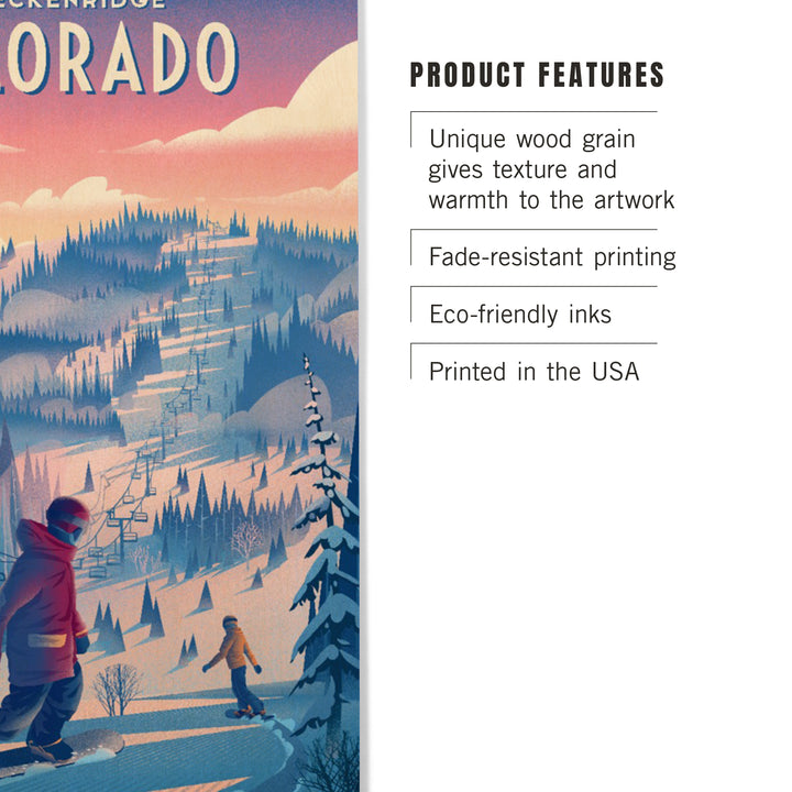 Breckenridge, Colorado, Shred the Gnar, Snowboarding, Wood Signs and Postcards