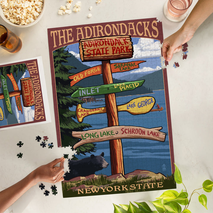 The Adirondacks, New York State, Destinations Sign, Jigsaw Puzzle