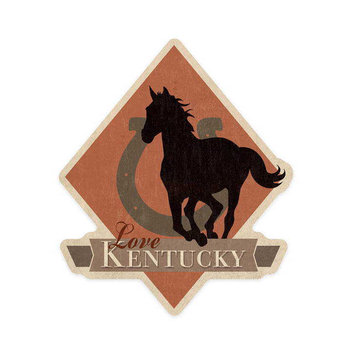 Kentucky, Love, Argyle with Horse, Contour, Vinyl Sticker