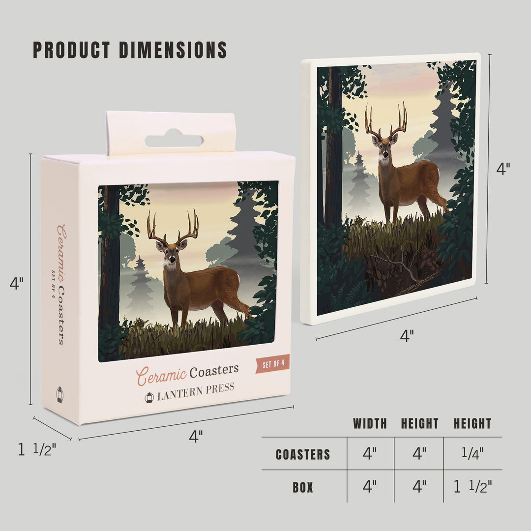 Painterly, Deer and Sunrise, Coasters