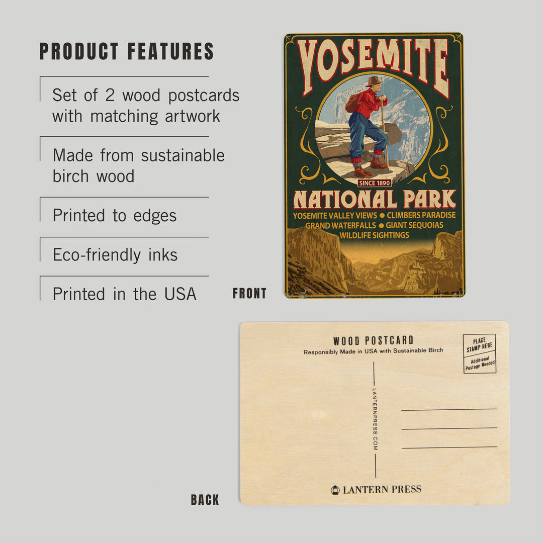 Yosemite National Park, California, Half Dome Vintage Sign, Wood Sign and Postcards