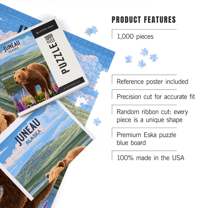 Juneau, Alaska, Painterly, Grizzly Bear in Meadow, Jigsaw Puzzle