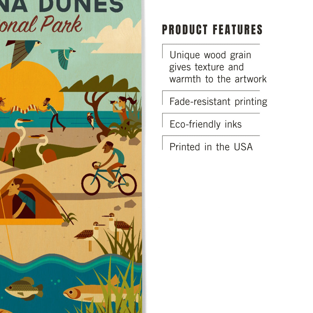 Indiana Dunes National Park, Indiana, Geometric, Wood Sign and Postcards