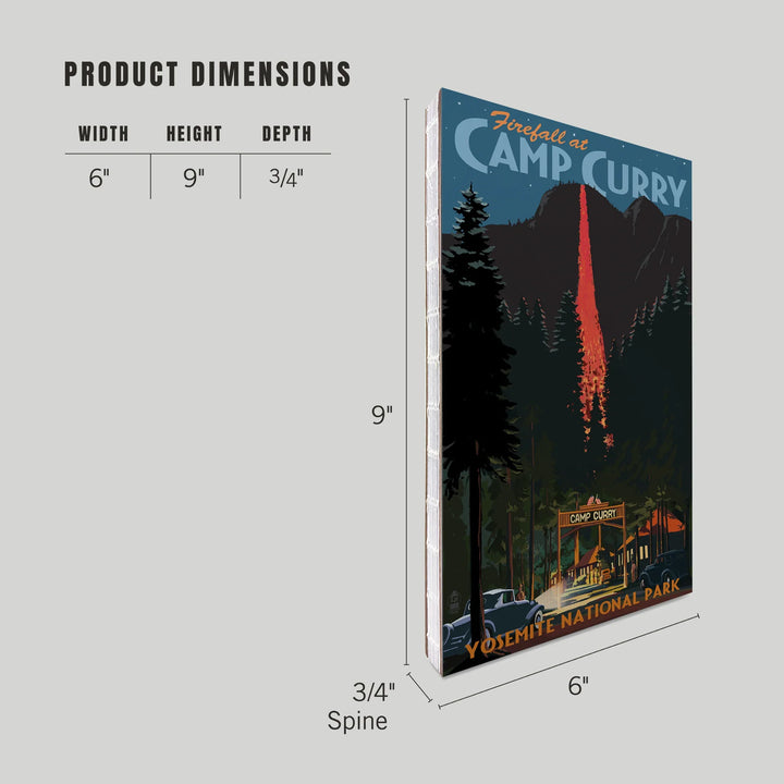 Lined 6x9 Journal, Yosemite National Park, California, Firefall and Camp Curry, Lay Flat, 193 Pages, FSC paper