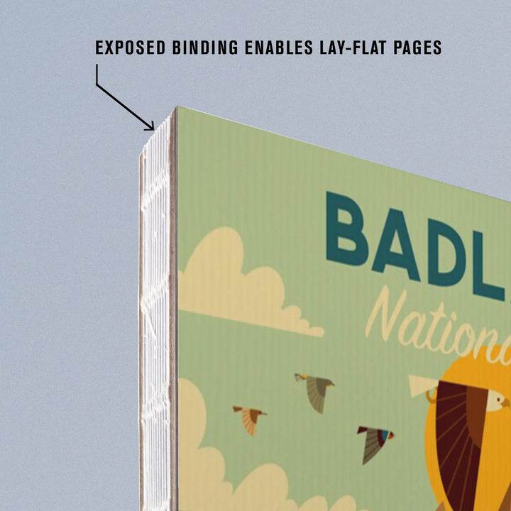 Lined 6x9 Journal, Badlands National Park, South Dakota, Geometric National Park Series, Lay Flat, 193 Pages, FSC paper