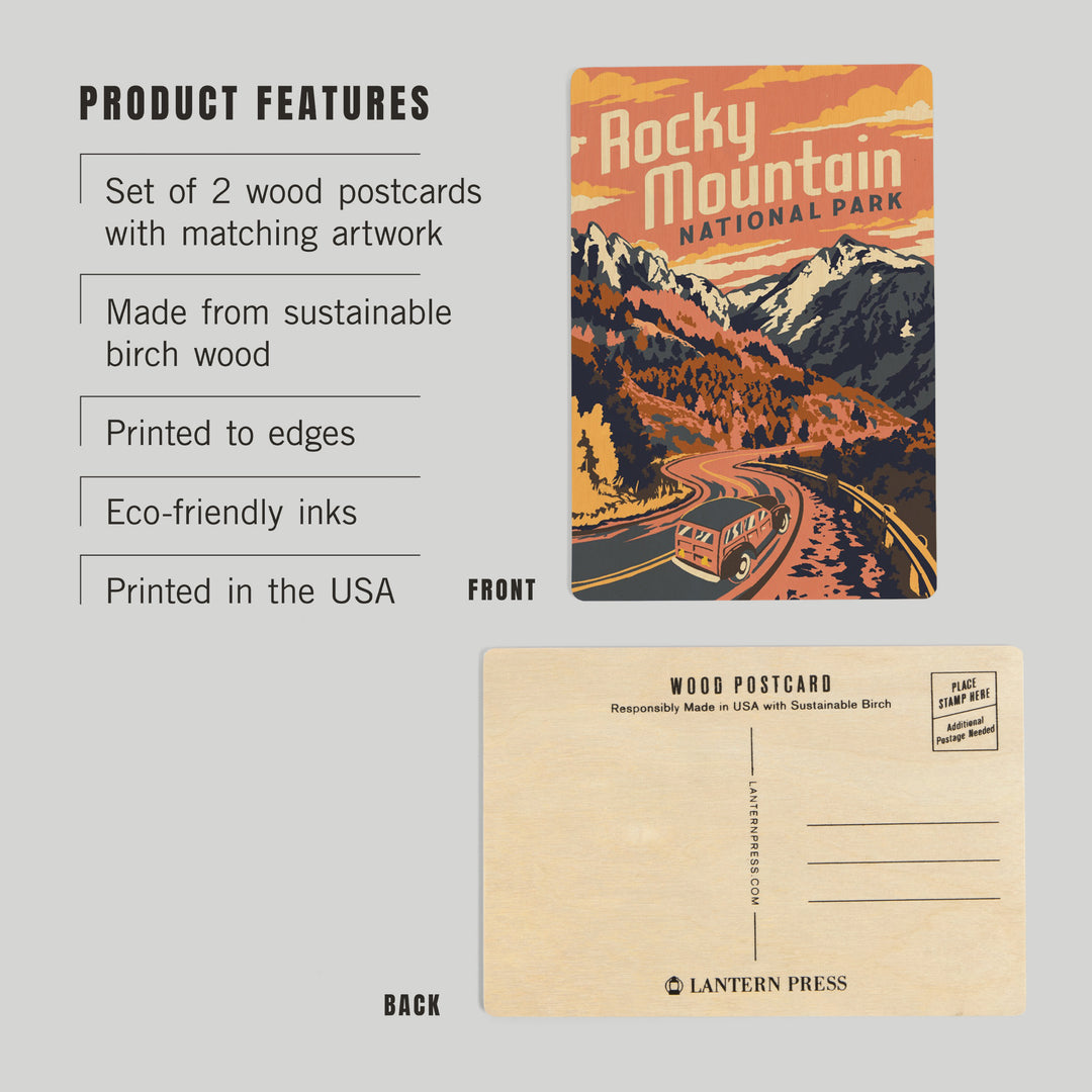 Rocky Mountain National Park, Colorado, Explorer, Wood Sign and Postcards
