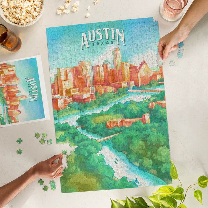Austin, Texas, Luminous City, City Series, 1000 Piece Jigsaw Puzzle