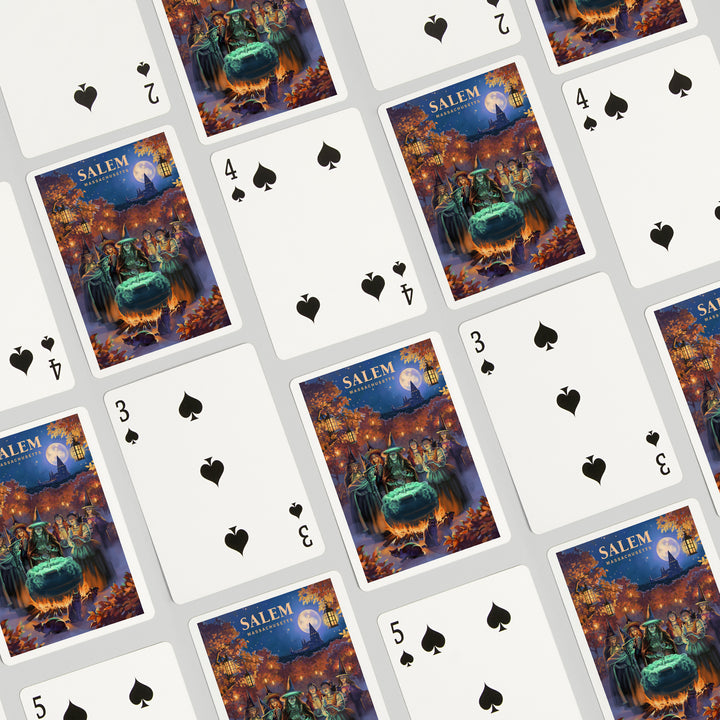 Playing Cards, Salem, Massachusetts, Oil Painting, Witch's, 52 Card Deck with Jokers in Box, Unique Art