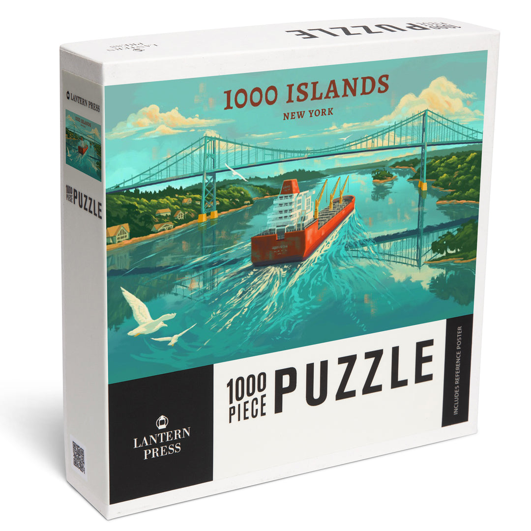 Clayton, New York, Oil Painting, 1000 Islands River Bridge, 1000 Piece Jigsaw Puzzle