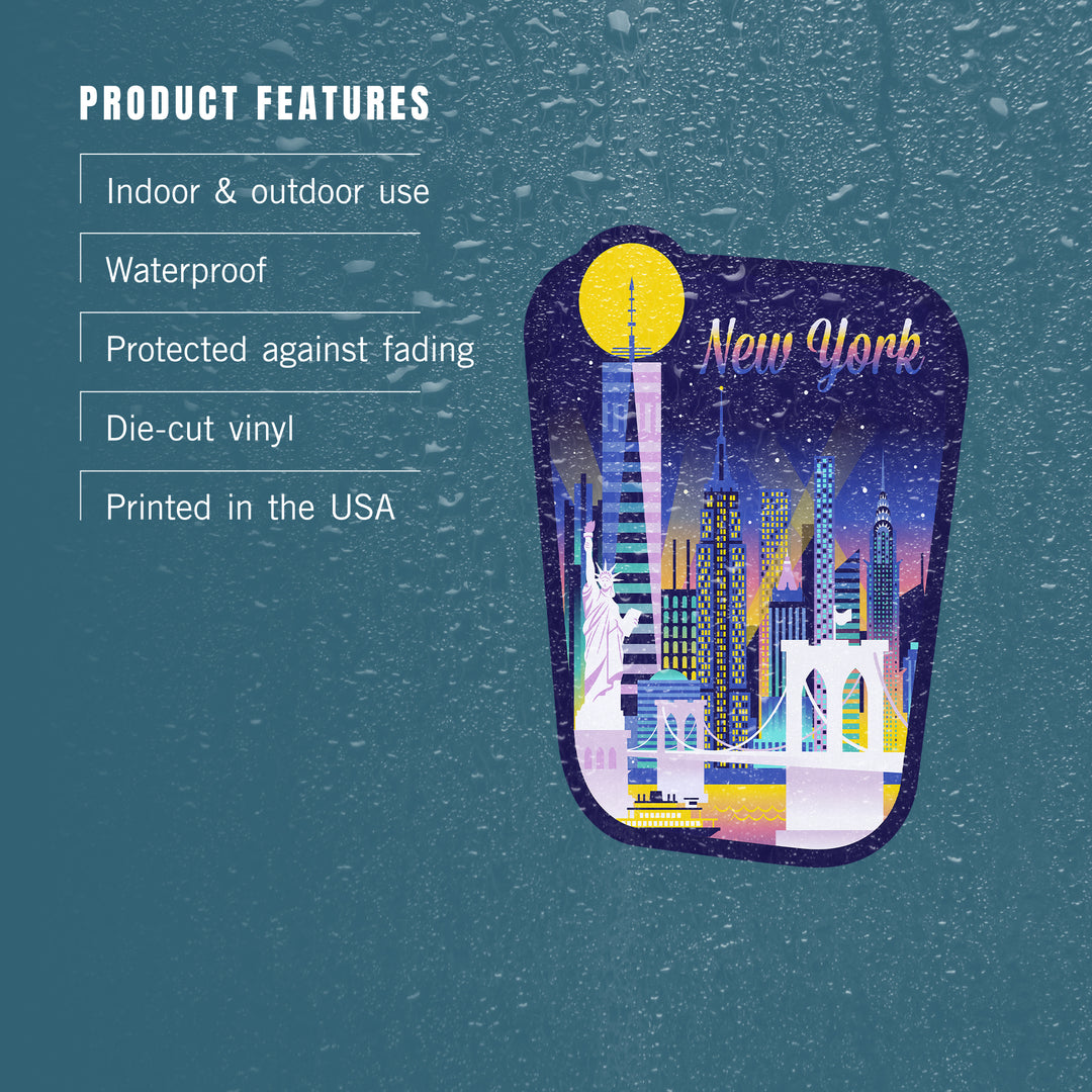New York City, Retro Skyline Chromatic Series, Vinyl Sticker