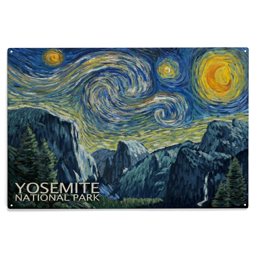 Yosemite National Park, California, Starry Night, Wood Sign and Postcards