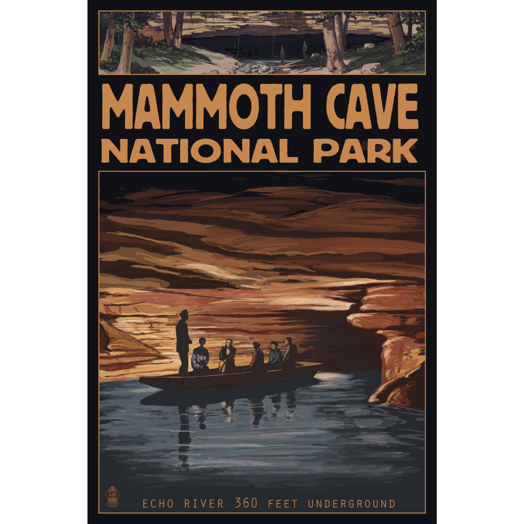 Mammoth Cave National Park, Kentucky, Echo River, Lantern Press Artwork, Stretched Canvas - Lantern Press