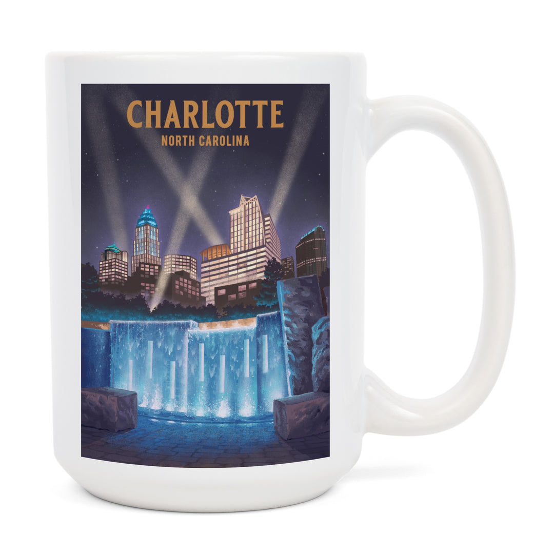 Charlotte, North Carolina, Lithograph, Ceramic Mug