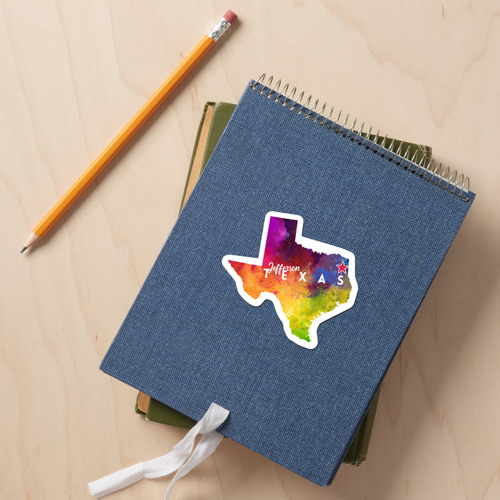 Jefferson, Texas, State Abstract Watercolor, Contour, Vinyl Sticker