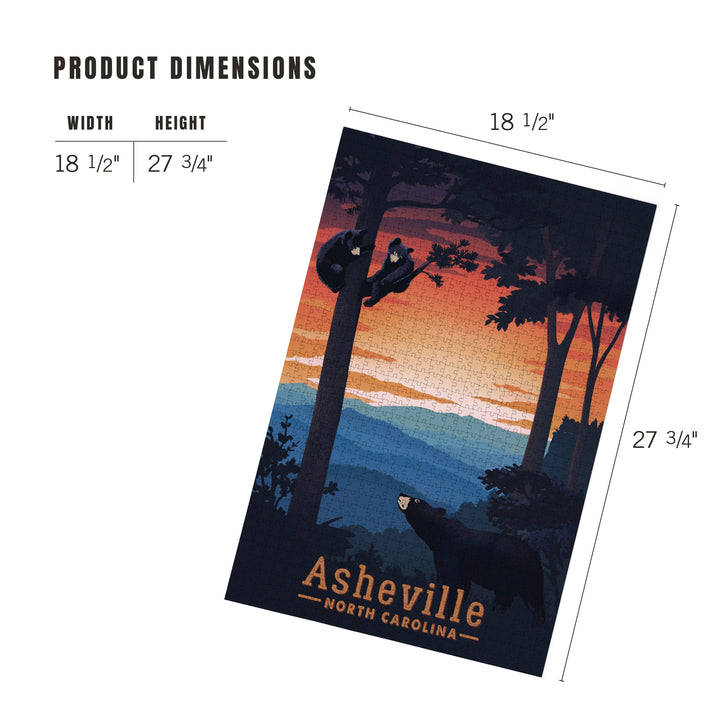 Asheville, North Carolina, Black Bear Family, Sunset, Jigsaw Puzzle