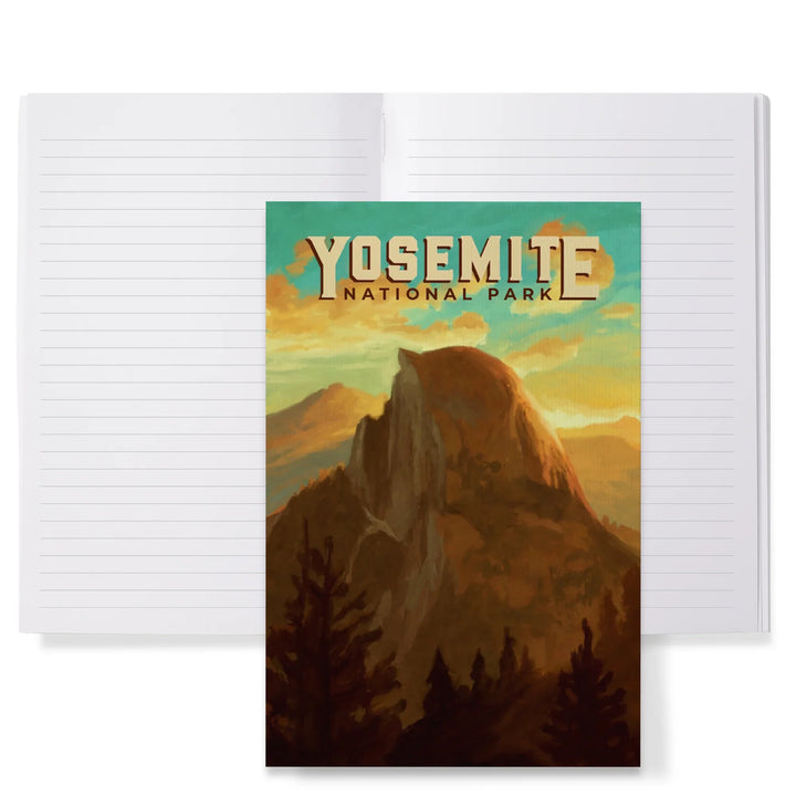 Lined 6x9 Journal, Yosemite National Park, California, Half Dome, Oil Painting, Lay Flat, 193 Pages, FSC paper