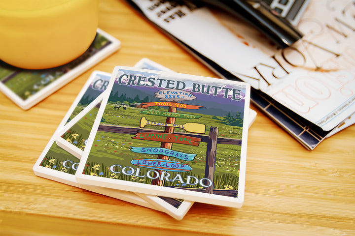 Crested Butte, Colorado, Destination Signpost, Coaster Set