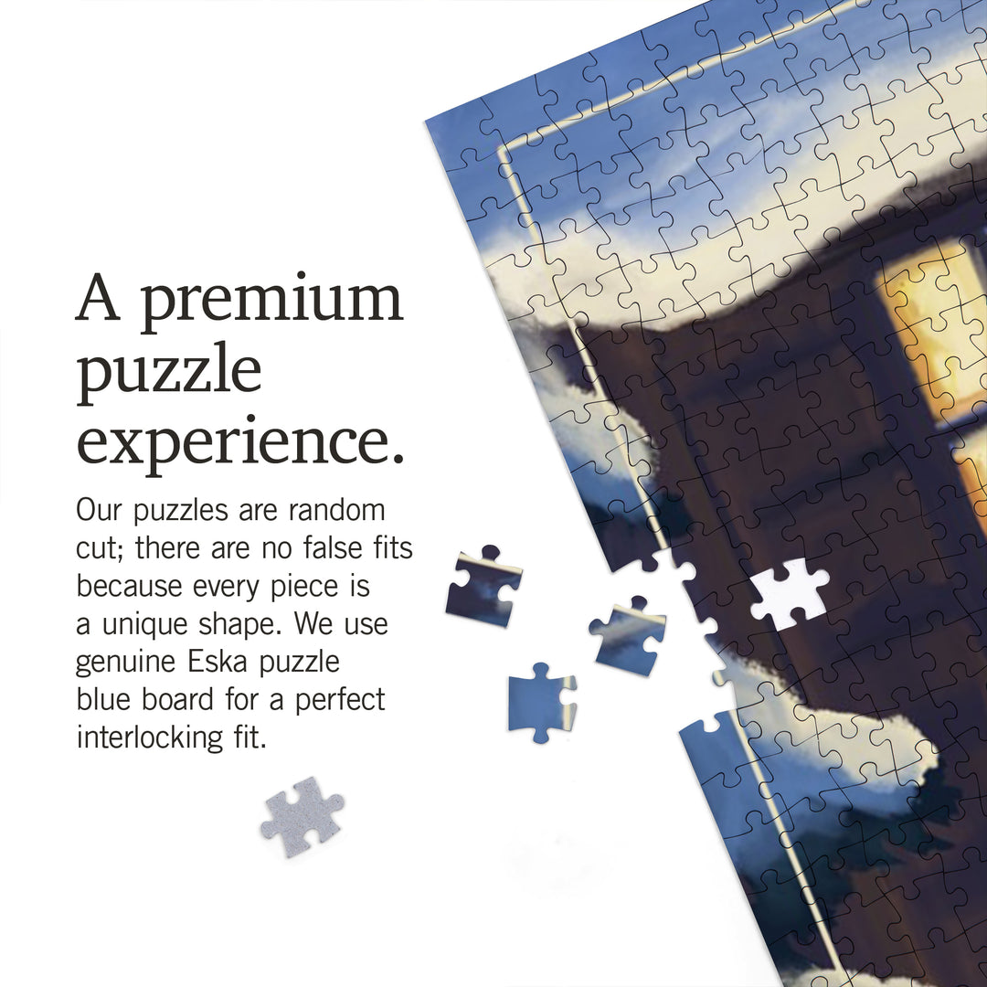 Vermont, Skis Outside Cabin, 1000 Piece Jigsaw Puzzle