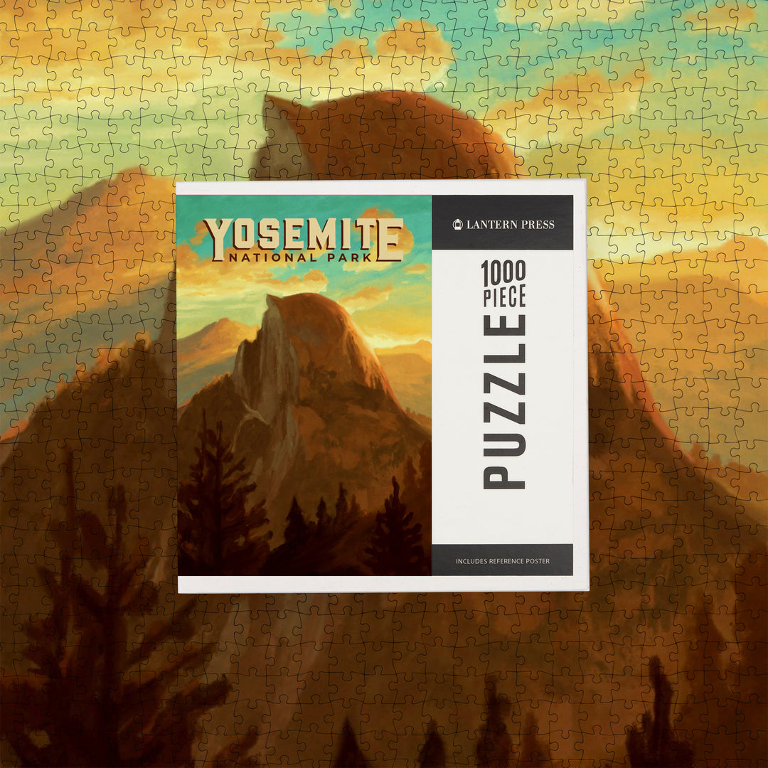 Yosemite National Park, California, Half Dome, Oil Painting, Jigsaw Puzzle