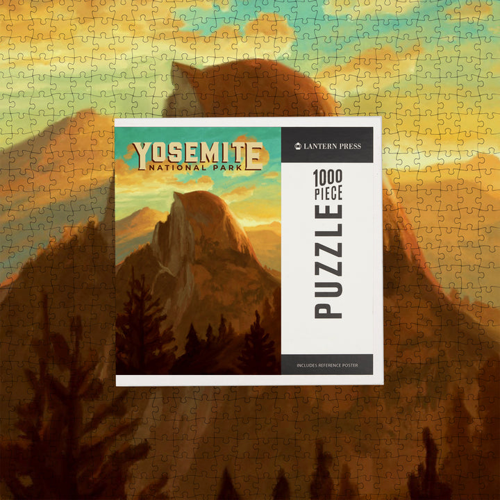 Yosemite National Park, California, Half Dome, Oil Painting, Jigsaw Puzzle