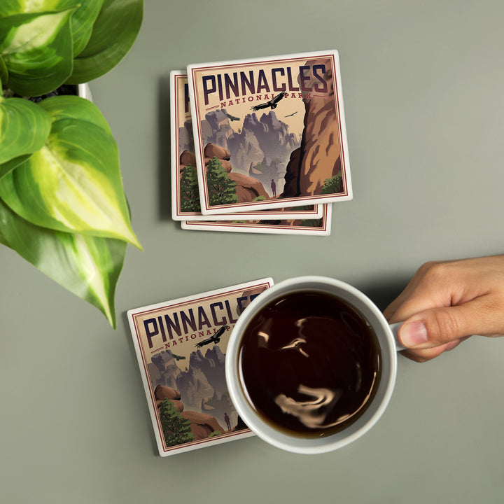 Pinnacles National Park, California, Lithograph, Coasters