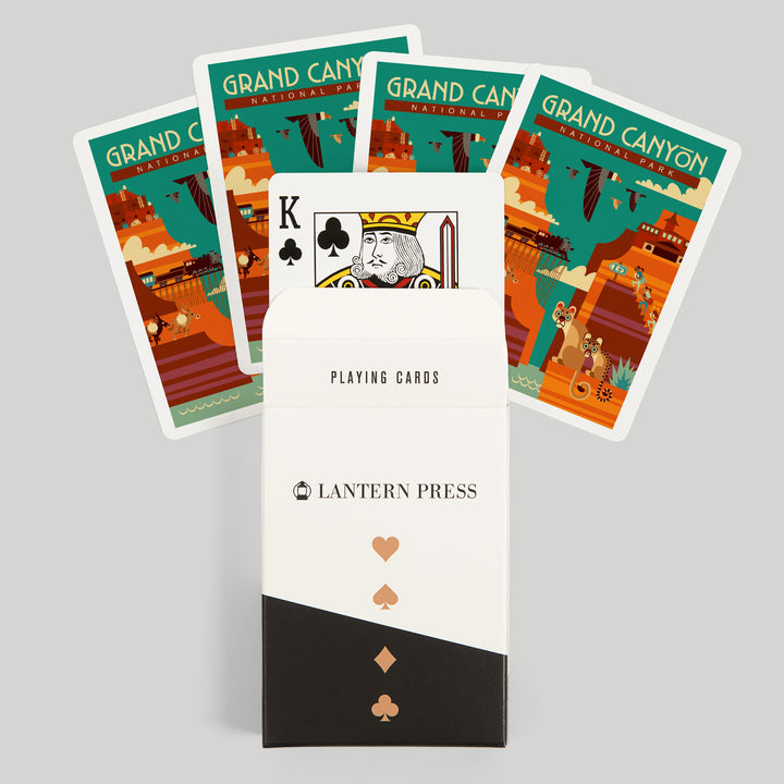 Playing Cards, Grand Canyon National Park, Arizona, Geometric, Simple Day Scene, 52 Card Deck with Jokers in Box, Unique Art