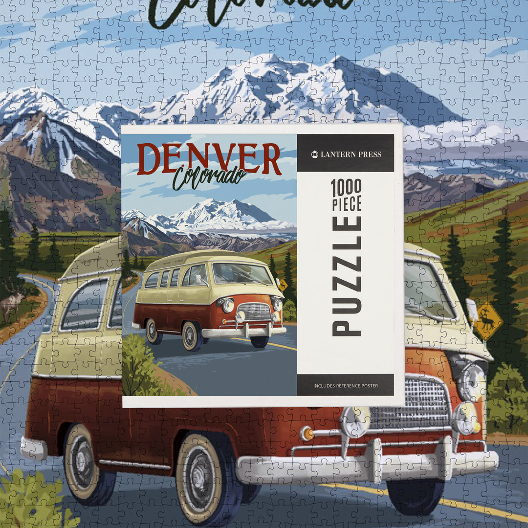 Denver, Colorado, Camper Van and Mountain Drive, Jigsaw Puzzle