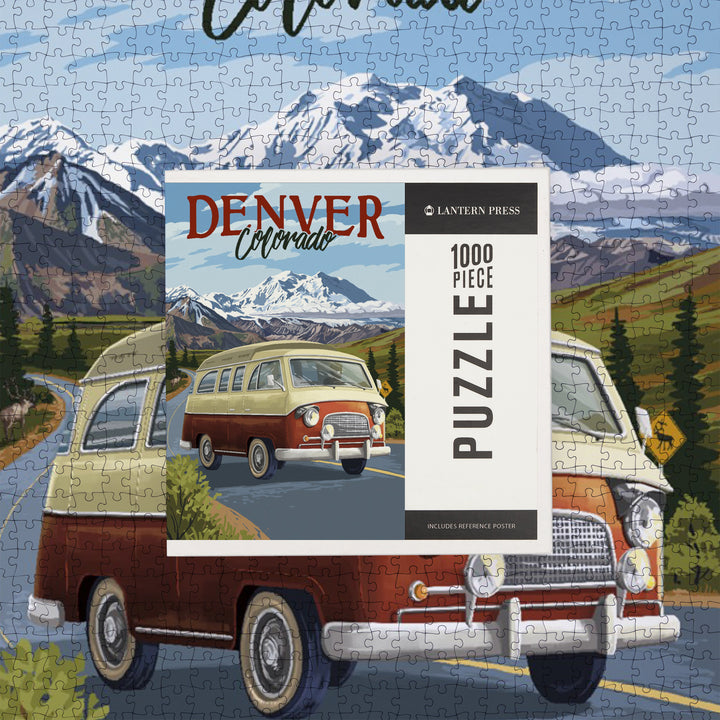 Denver, Colorado, Camper Van and Mountain Drive, Jigsaw Puzzle