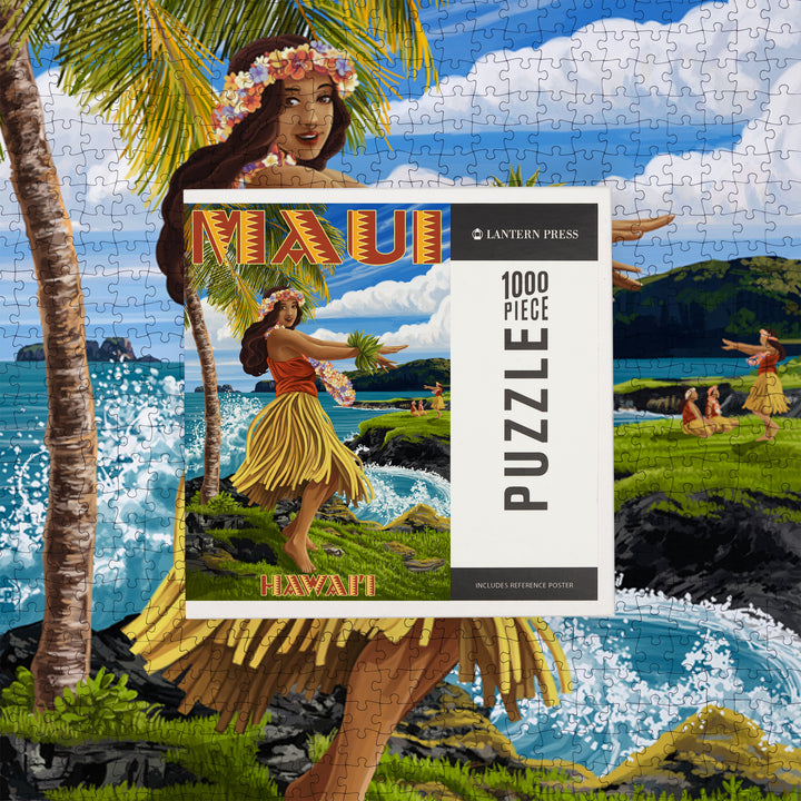 Maui, Hawaii, Hula Girl on Coast, Jigsaw Puzzle