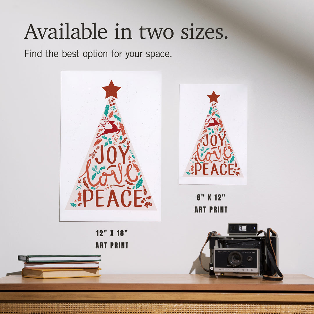 Joy Love Peace, Christmas Tree, Art & Giclee Prints - Lantern Press